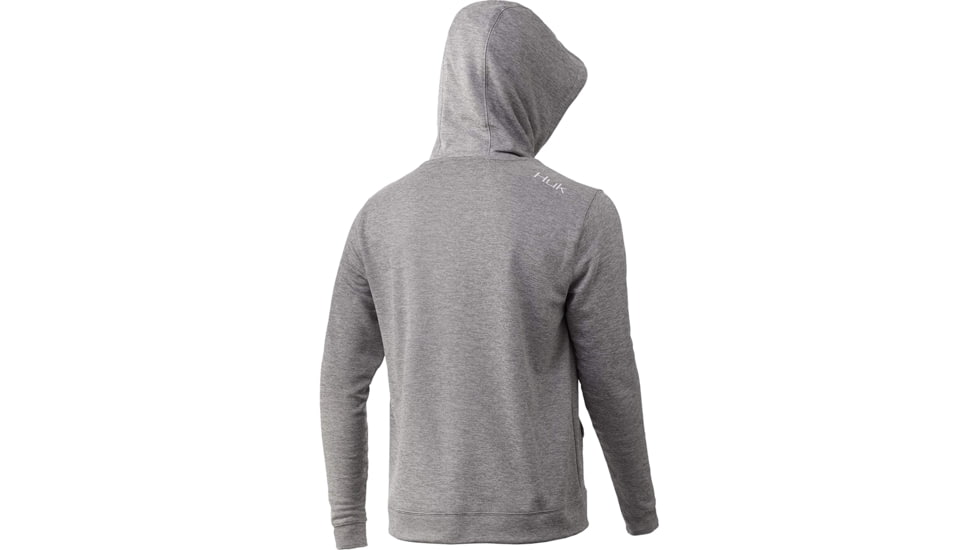 HUK Performance Fishing Fin Hoodie - Mens, True Grey Heather, Small, H1300049-035-S