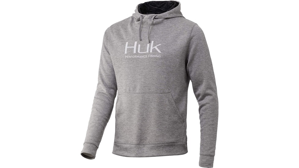 HUK Performance Fishing Fin Hoodie - Mens, True Grey Heather, Small, H1300049-035-S