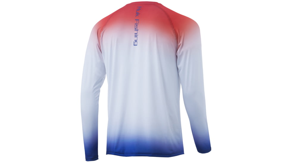 HUK Performance Fishing Flare Fade Long Sleeve - Mens, Americana, Large, H1200342-695-L