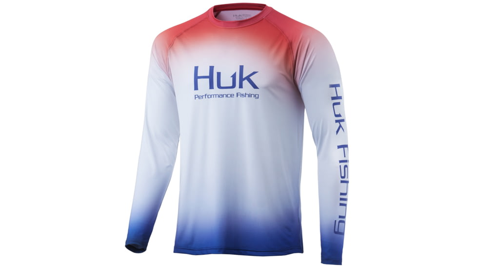 HUK Performance Fishing Flare Fade Long Sleeve - Mens, Americana, Large, H1200342-695-L