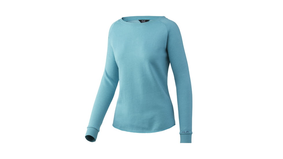 HUK Performance Fishing Folly Crew - Women's, Small, Porcelain Blue Heather, H6130016-477-S