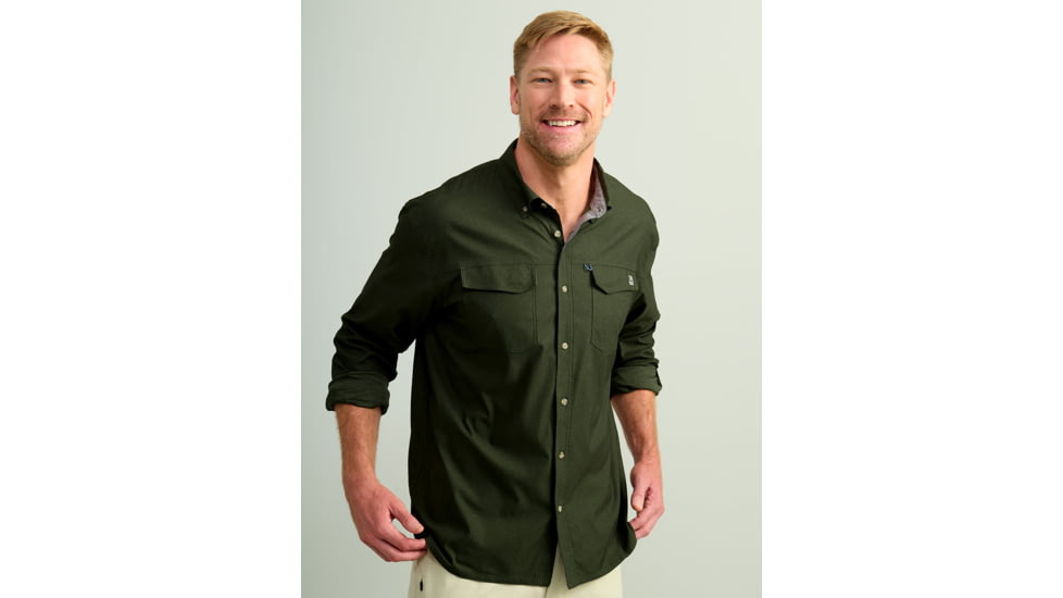 HUK Performance Fishing Hawser Heather Flannel - Mens, Cyprs Lnd Hthr, Extra Large, H1500208-378-XL