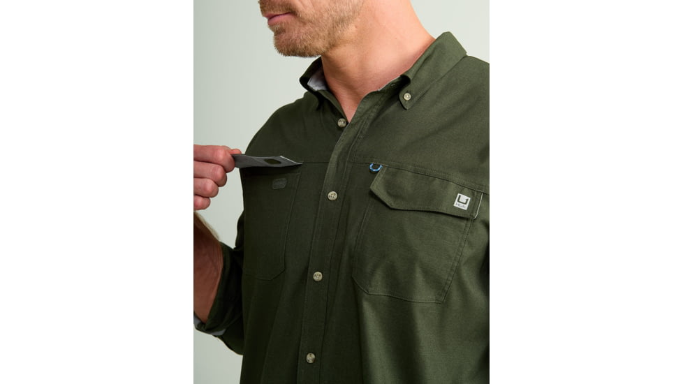 HUK Performance Fishing Hawser Heather Flannel - Mens, Cyprs Lnd Hthr, Extra Large, H1500208-378-XL