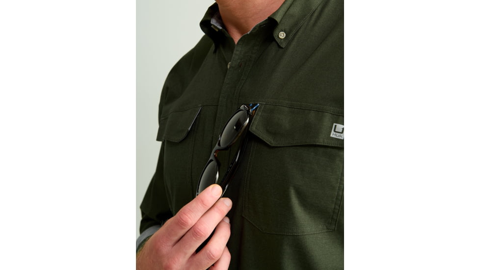 HUK Performance Fishing Hawser Heather Flannel - Mens, Cyprs Lnd Hthr, Extra Large, H1500208-378-XL