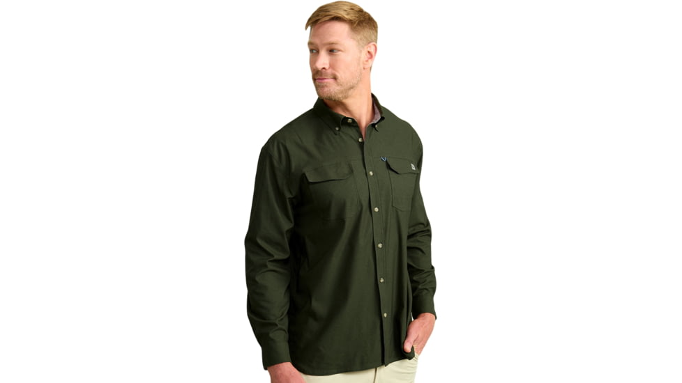 HUK Performance Fishing Hawser Heather Flannel - Mens, Cyprs Lnd Hthr, Extra Large, H1500208-378-XL