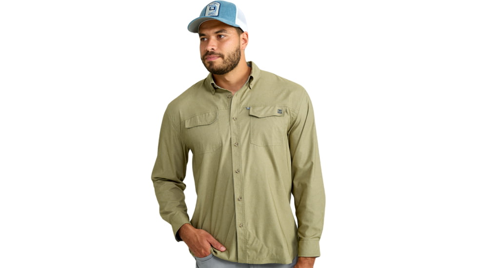 HUK Performance Fishing Hawser Heather Flannel - Mens, Overland Hthr, 3XL, H1500208-368-XXXL