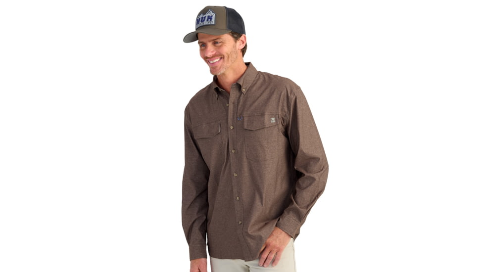 HUK Performance Fishing Hawser Heather Flannel - Mens, Pluff Mud Hthr, Small, H1500208-203-S