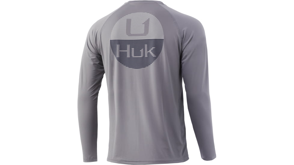 HUK Performance Fishing Horizon Lines Pursuit Long Sleeve - Mens, Sharkskin, Medium, H1200370-028-M