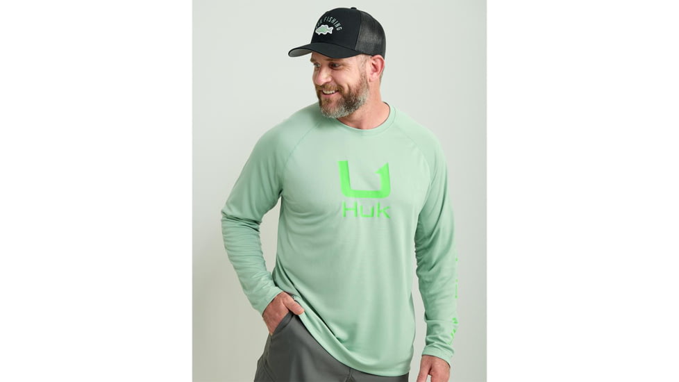 HUK Performance Fishing Huk Icon Crew Long Sleeve Shirt Fresh Salmon XL E13EC917, ATH1200573315S