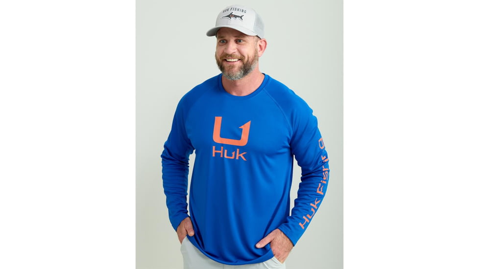 HUK Performance Fishing Huk Icon Crew Long Sleeve Shirt Fresh Salmon XL E13EC917, ATH1200573460S