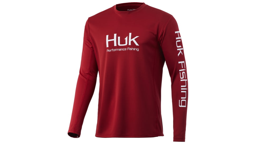 HUK Performance Fishing Huk Icon X Long Sleeve - Mens, Blood Red, Small, H1200138-603-S