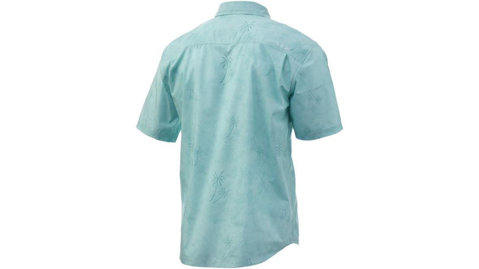 HUK Performance Fishing Huk Kona Woven Short Sleeve Button Up - Mens, Seafoam, Large, H1500077-350-L