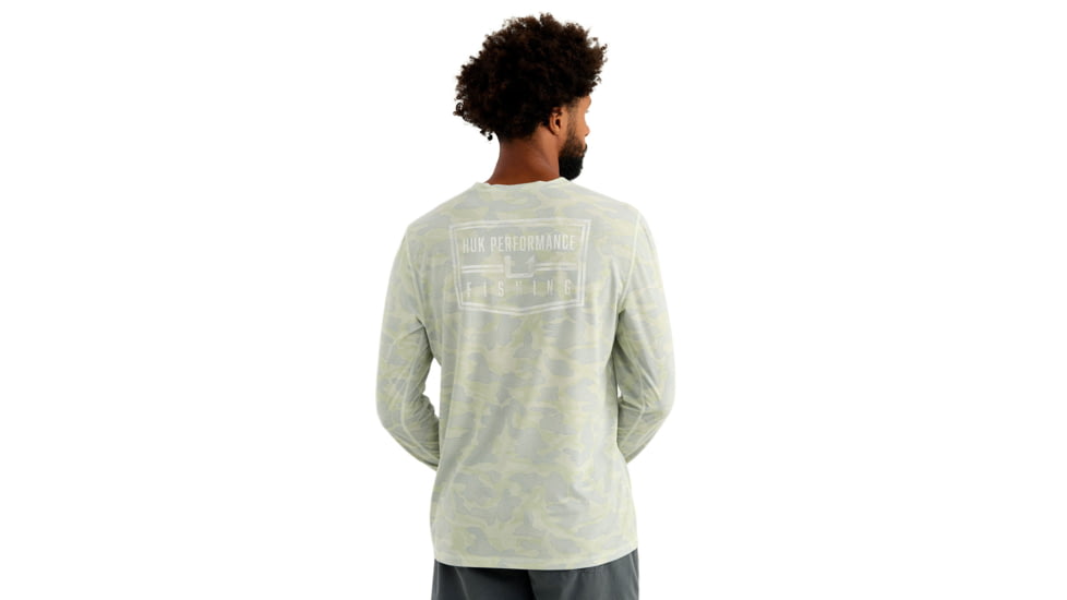 HUK Performance Fishing Drift Printed Long Sleeve Crew - Mens