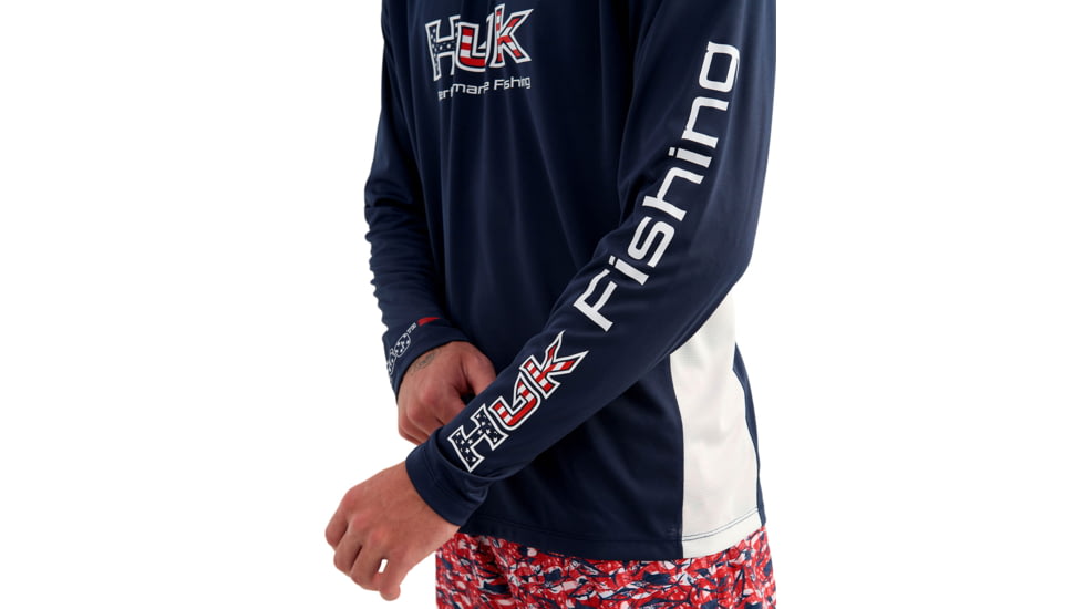 HUK Performance Fishing Pursuit Americana Fill Hoodie - Men's, Naval Academy, 3XL, H1200754-413-XXXL