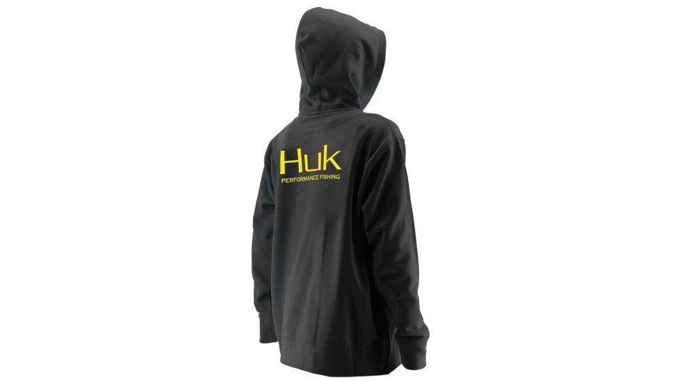 HUK Performance Fishing HUK Youth Hoodie, Black/SubPhantis Night Vision, Large, H7130002-001-YL