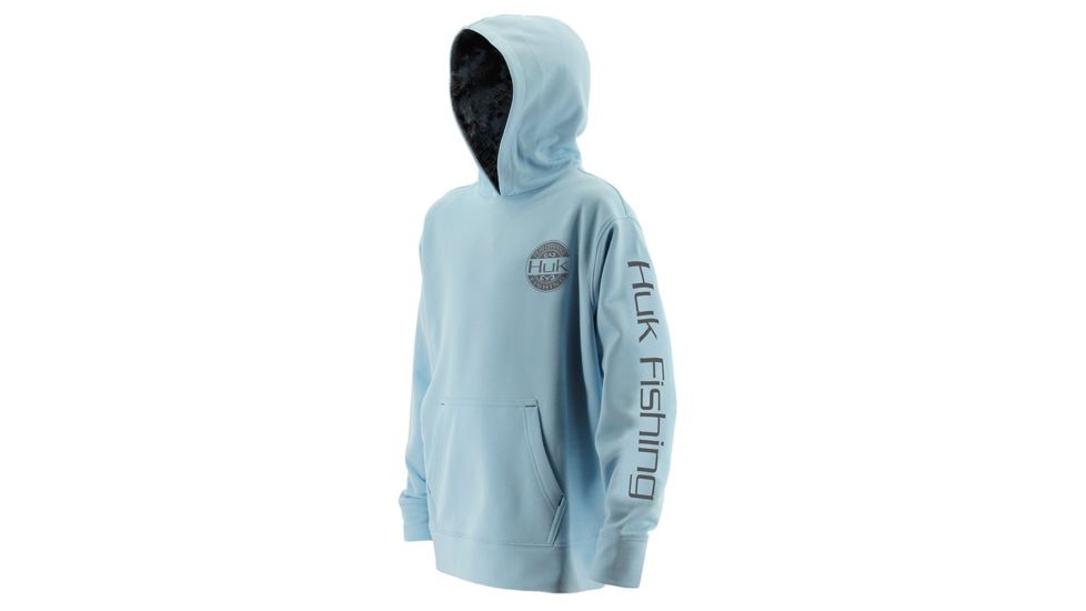 HUK Performance Fishing HUK Youth Hoodie, Ice Blue/SubPhantis Glacier, Large, H7130002-450-YL