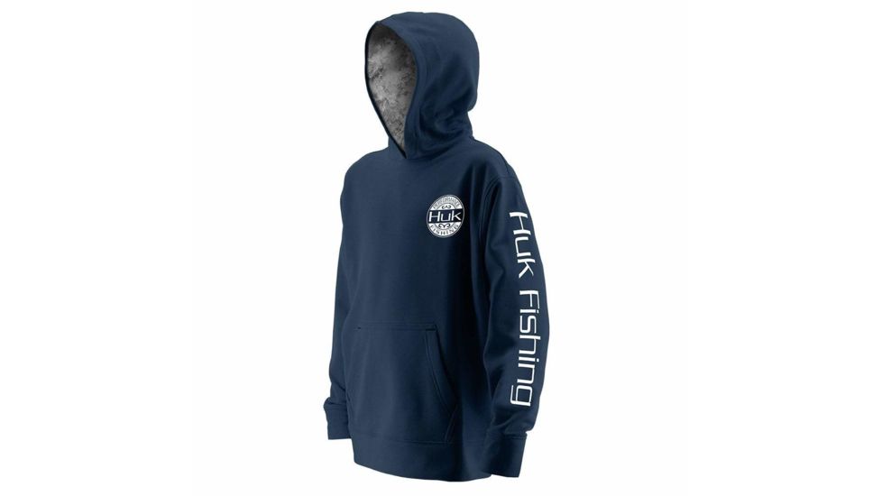 HUK Performance Fishing HUK Youth Hoodie, Navy/SubPhantis SubZero, Large, H7130002-410-YL