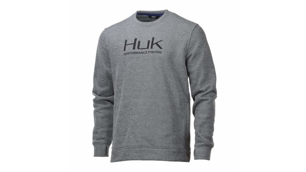 HUK Performance Fishing Hull Crew Fleece Tops, Pullover - Mens, Dark Grey Heather, 2XL, H1300031-025-XXL