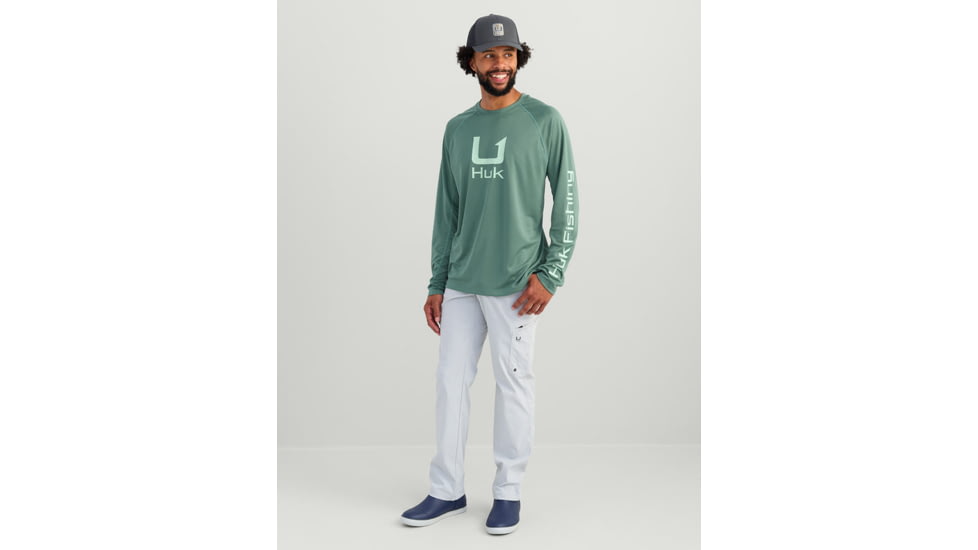 HUK Performance Fishing Icon LS Crew Shirt - Mens, North Atlantic, Small, H1200573-365-S