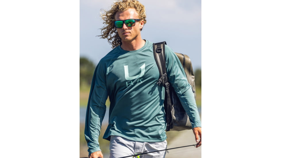 HUK Performance Fishing Icon LS Crew Shirt - Mens, North Atlantic, Small, H1200573-365-S