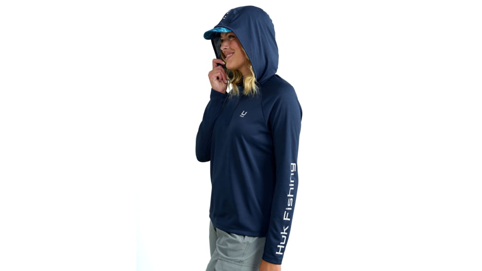 HUK Performance Fishing Icon LS Hoodie - Womens, Naval Academy, 2XL, H6120170-413-XXL