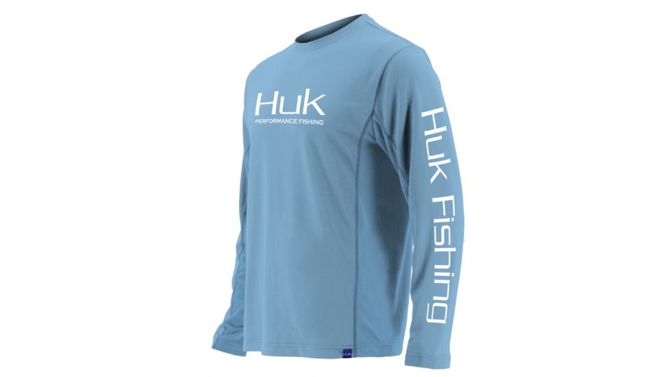 HUK Performance Fishing Icon LS Tops, Long Sleeve - Mens, Carolina Blue, Large, H1200138-420-L