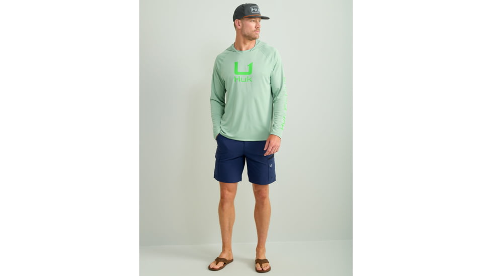 HUK Performance Fishing Icon Performance Hoodie - Mens, Fog Green, Extra Large, H1200574-315-XL