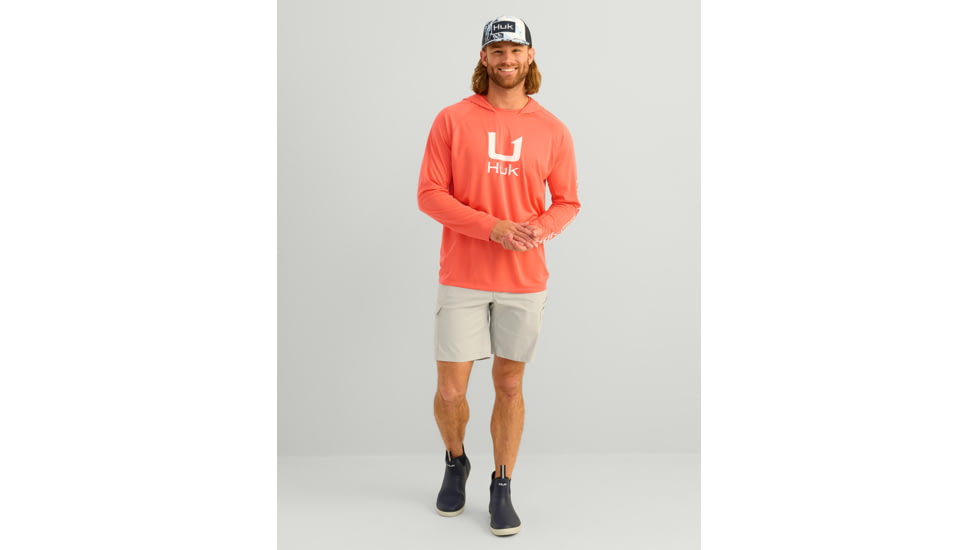 HUK Performance Fishing Icon Performance Hoodie - Mens, Fresh Salmon, 2XL, H1200574-821-XXL