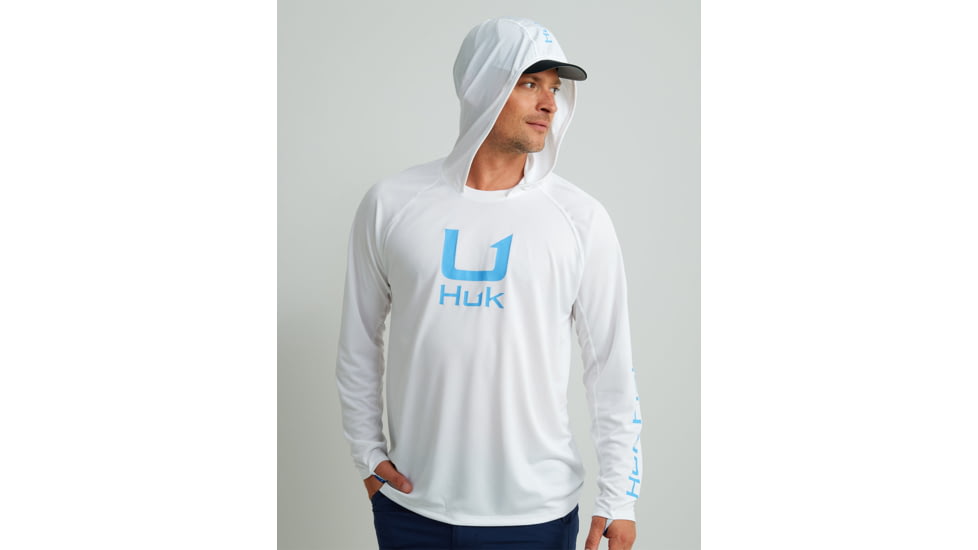 HUK Performance Fishing Icon Performance Hoodie - Mens, White, 2XL, H1200574-100-XXL