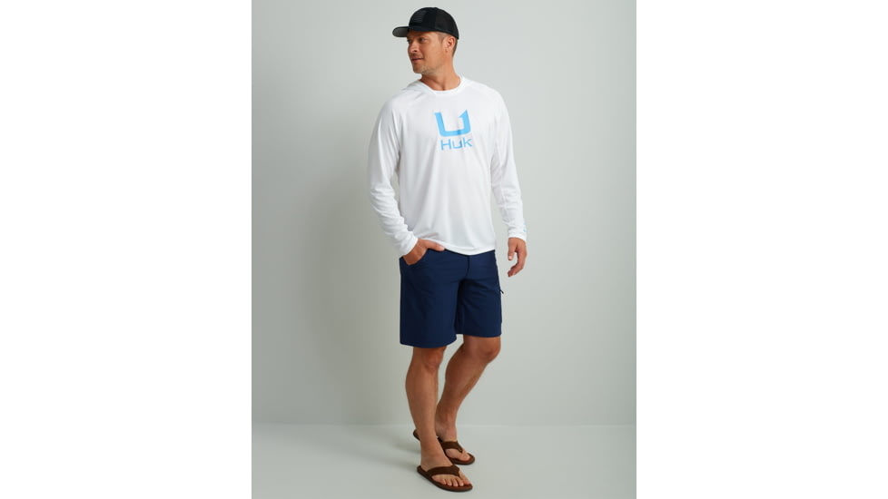 HUK Performance Fishing Icon Performance Hoodie - Mens, White, 2XL, H1200574-100-XXL