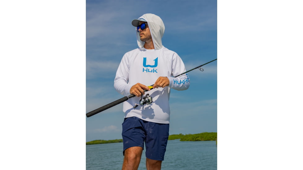 HUK Performance Fishing Icon Performance Hoodie - Mens, White, 2XL, H1200574-100-XXL