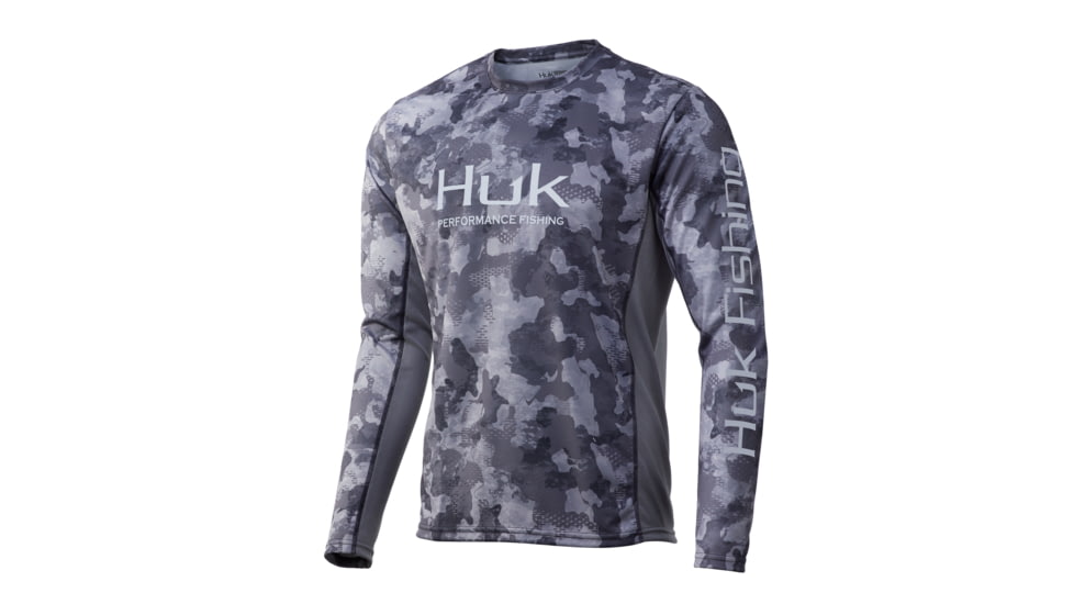 HUK Performance Fishing Icon X KC Refraction Camo Long Sleeve Shirt - Mens, Storm, Extra Large, H1200285-039-XL