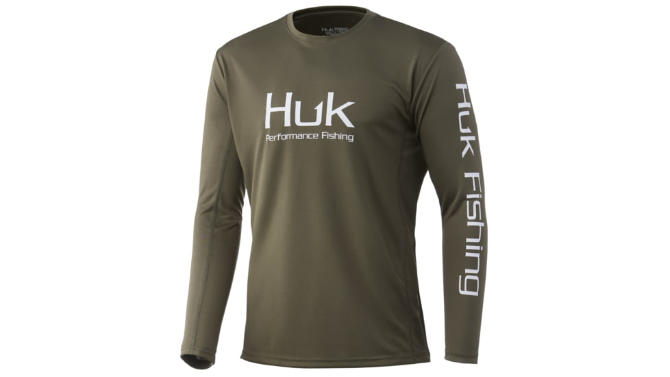 HUK Performance Fishing Icon X Long Sleeve Tees - Mens, Kalamata Olive, Large, H1200138-344-L