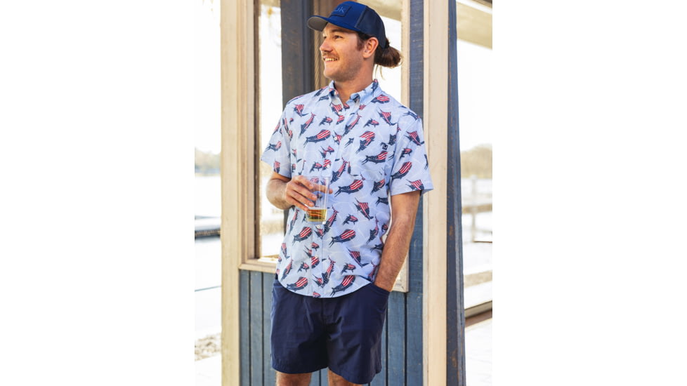 HUK Performance Fishing KC Kona Button-Down Shirt - Mens, Windsurfer, Large, H1500192-454-L