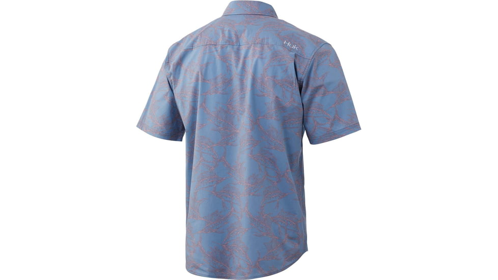 HUK Performance Fishing Kona Woven Short Sleeve - Mens, Milky Blue, Extra Large, H1500077-421-XL
