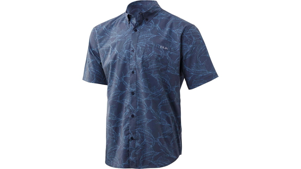 HUK Performance Fishing Kona Woven Short Sleeve - Mens, Sargasso Sea, Small, H1500077-409-S