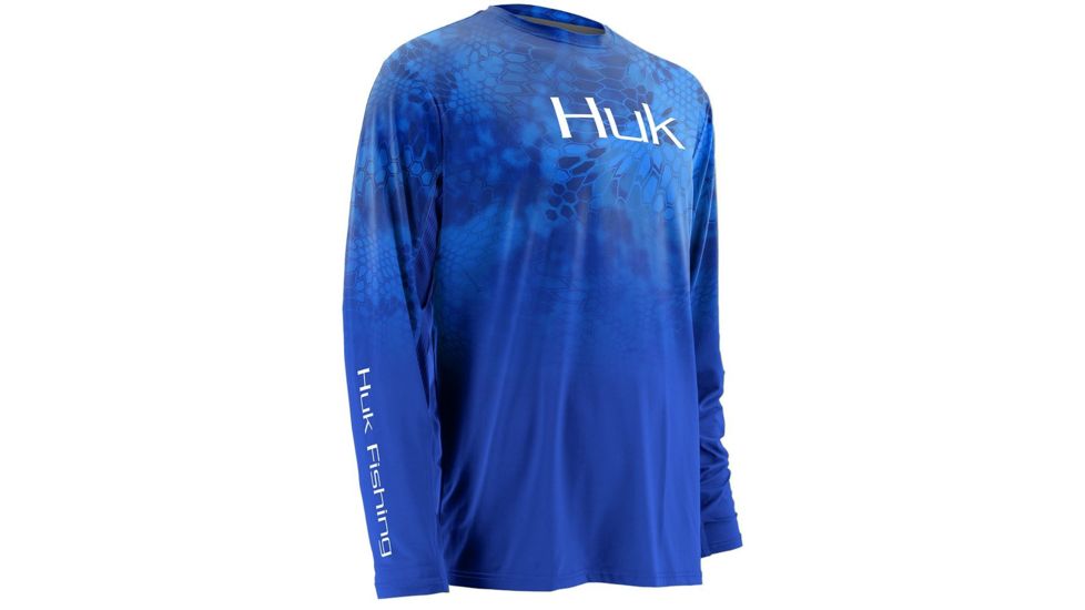HUK Performance Fishing Men's Kryptek Fade Icon Long Sleeve Shirt, Kryptek Royal, Large H1200114-460-L