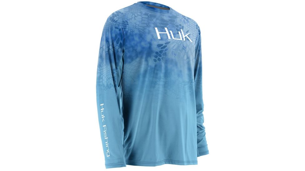 HUK Performance Fishing Men's Kryptek Fade Icon Long Sleeve Shirt, Kryptek Carolina Blue, Large H1200114-461-L