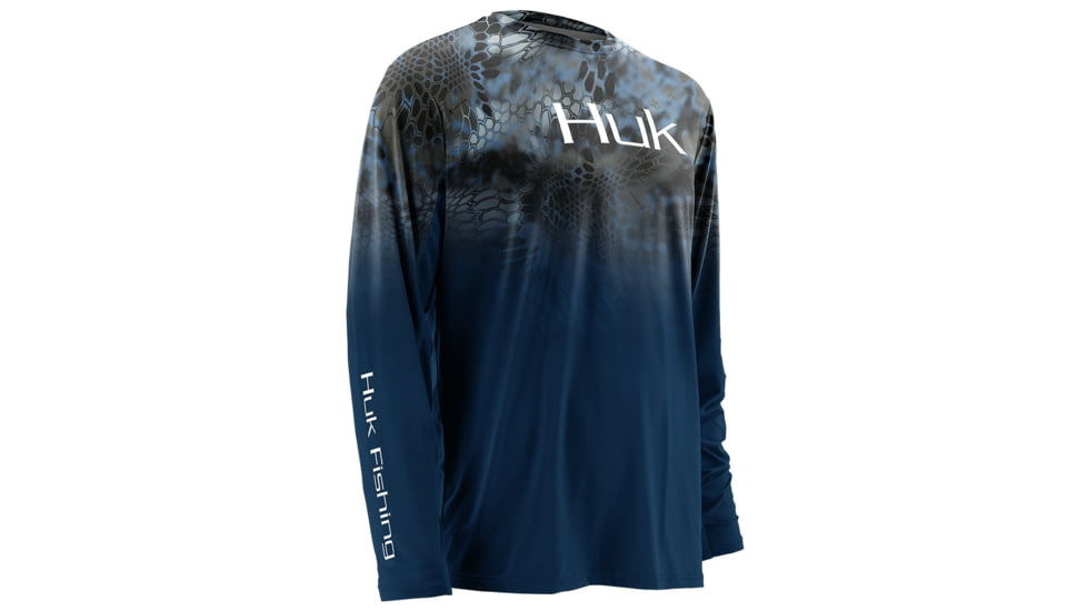HUK Performance Fishing Men's Kryptek Fade Icon Long Sleeve Shirt, Kryptek Neptune, Large H1200114-470-L