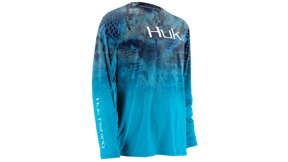 HUK Performance Fishing Men's Kryptek Fade Icon Long Sleeve Shirt, Kryptek Pontus, Large H1200114-480-L