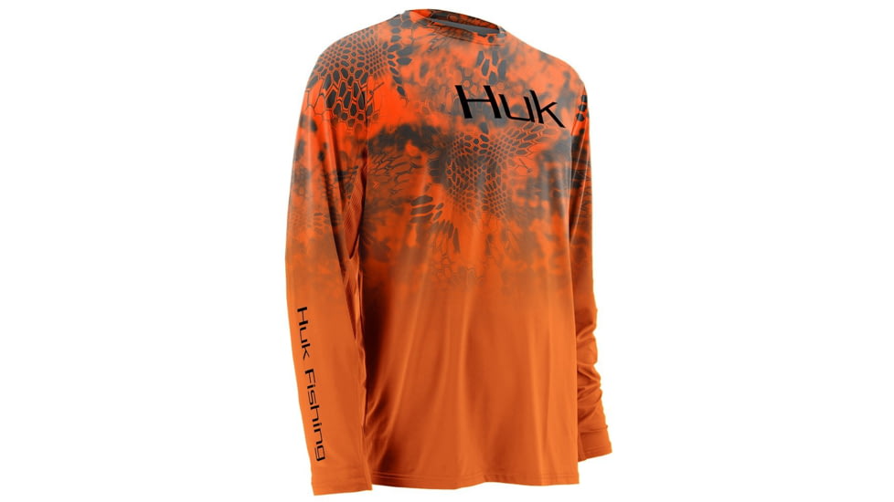 HUK Performance Fishing Men's Kryptek Fade Icon Long Sleeve Shirt, Kryptek Inferno, Large H1200114-870-L