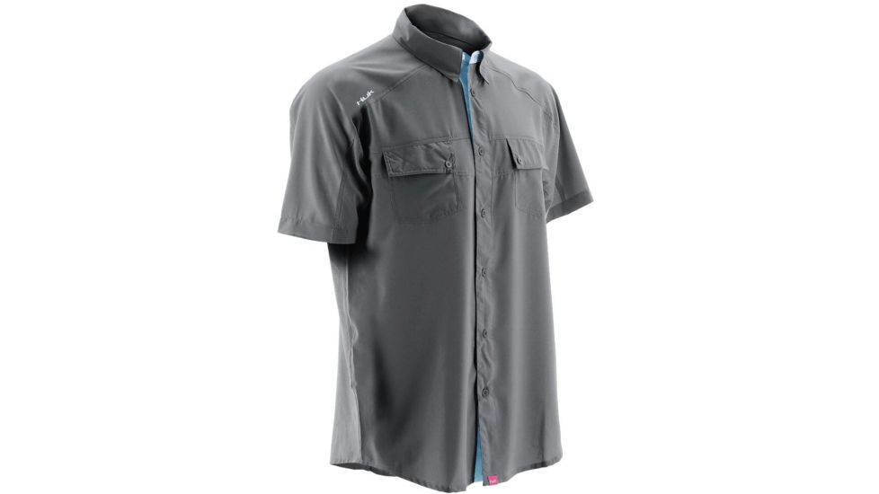 HUK Performance Fishing Men's Next Level Short Sleeve Shirt, Charcoal Gray, Large H1500030-010-L