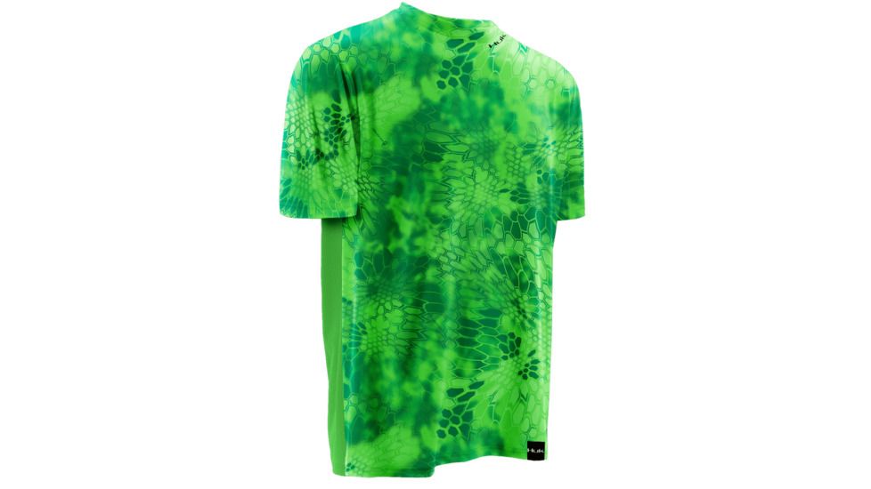 HUK Performance Fishing Mens Kryptek LoPro Icon Short Sleeve Shirt, Kryptek Neon Green