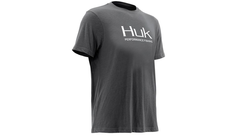 HUK Performance Fishing Mens Logo Tee, Charcoal Grey, Large, H1000121-010-L