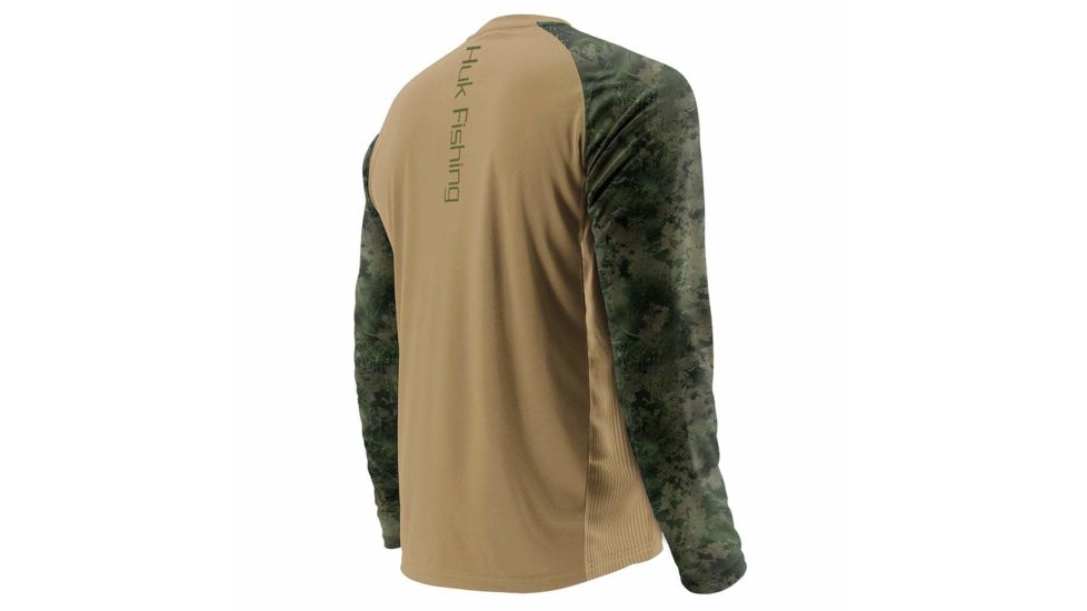 HUK Performance Fishing Fishing Long Sleeve Double Header Top - Men's, Khaki/Subphantis Southern Tier, Large, H1200136-250-L