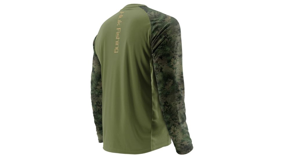 HUK Performance Fishing Fishing Long Sleeve Double Header Top - Men's, Military Olive Drab/SubPhantis Southern Tier, Large, H1200136-390-L