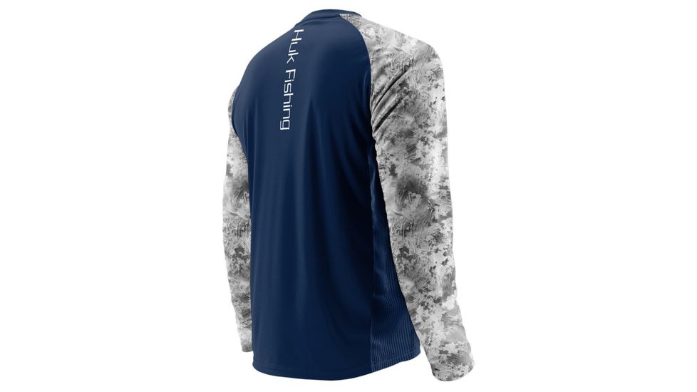 HUK Performance Fishing Fishing Long Sleeve Double Header Top - Men's, Navy/SubPhantis SubZero, Large, H1200136-410-L