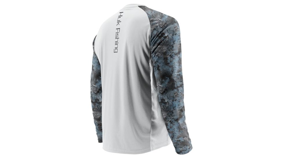 HUK Performance Fishing Fishing Long Sleeve Double Header Top - Men's, White/SubPhantis Glacier, Large, H1200136-100-L