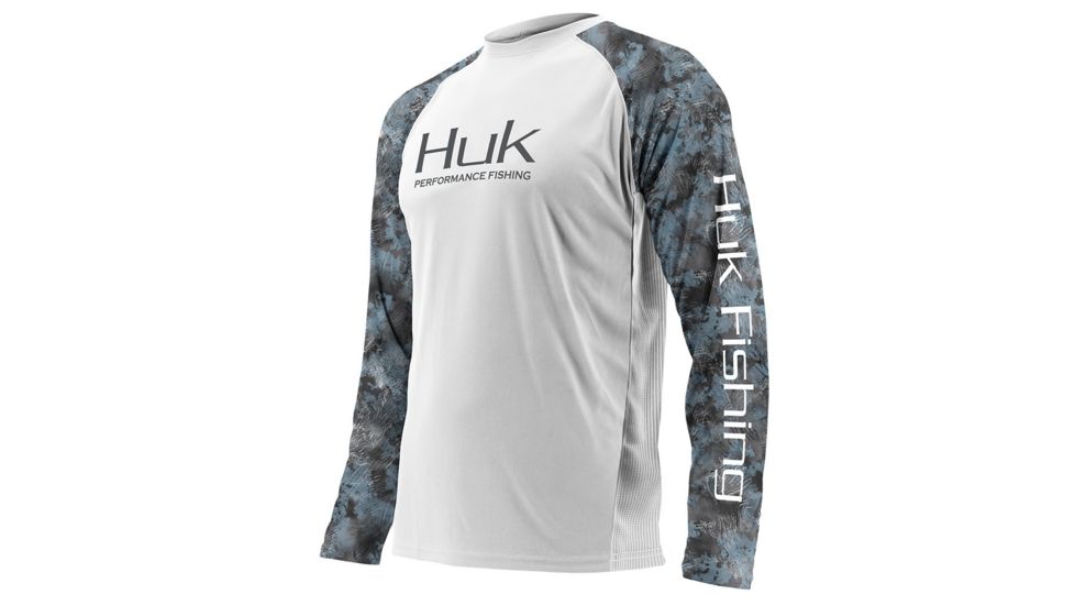 HUK Performance Fishing Fishing Long Sleeve Double Header Top - Men's, White/SubPhantis Glacier, Large, H1200136-100-L