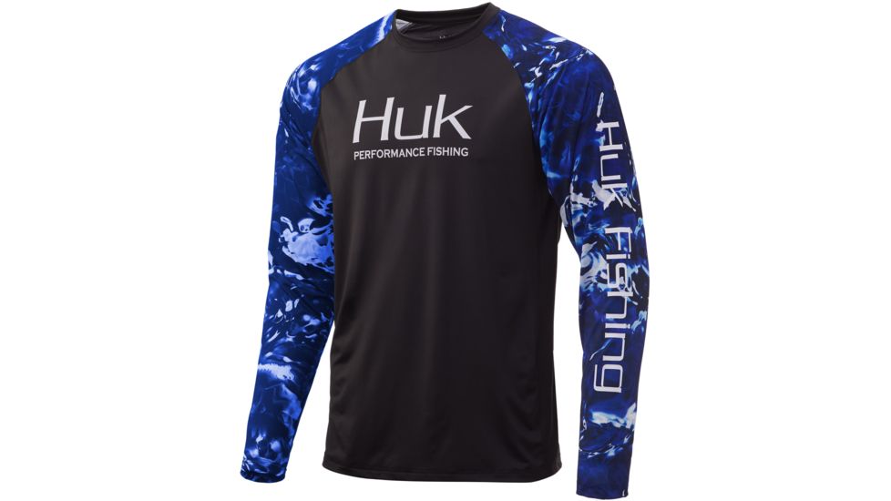 HUK Performance Fishing Mossy Oak Double Header Long Sleeve Graphic T-Shirt - Mens, Mossy Oak Hydro Reflex, Extra Large, H1200229-468-XL